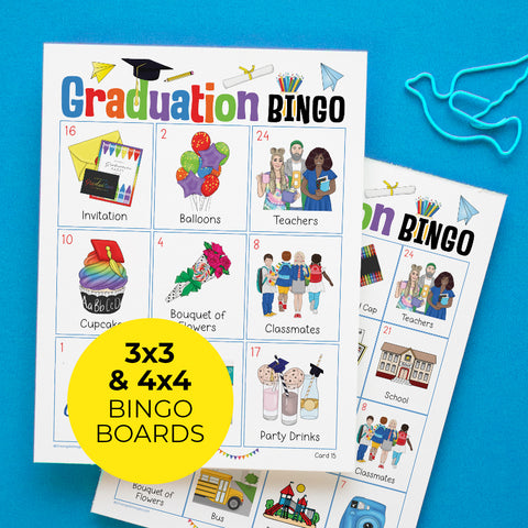 PreK/K Graduation Bingo - 3x3 and 4x4 Grids - Printable Digital Download by Greengate Images