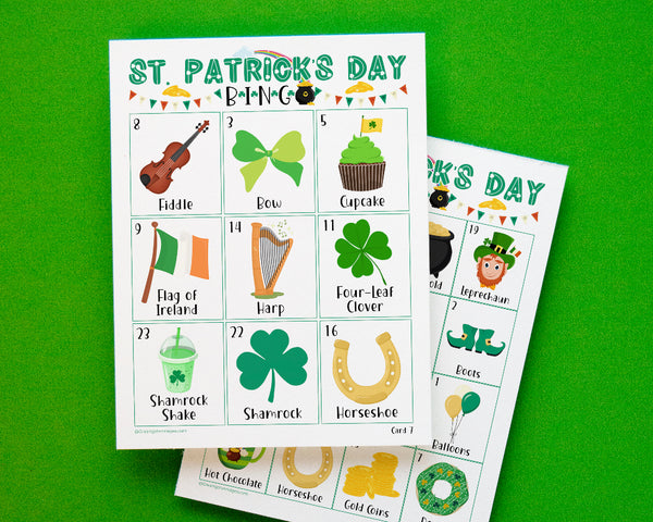 St. Patrick's Day Bingo for kids - Printable Digital Download by Greengate Images