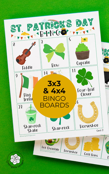 St. Patrick's Day Bingo for kids - Printable Digital Download by Greengate Images