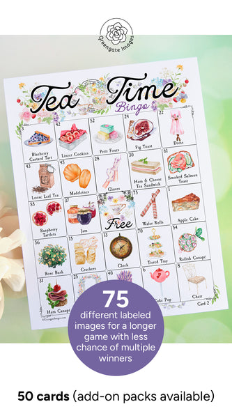 Tea Time Bingo - 75 Image Edition - Printable Digital Download by Greengate Images