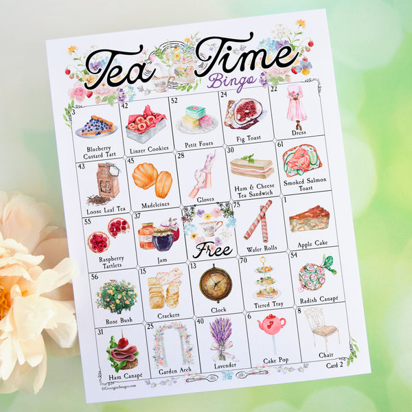 Tea Time Bingo - 75 Image Edition - Printable Digital Download by Greengate Images