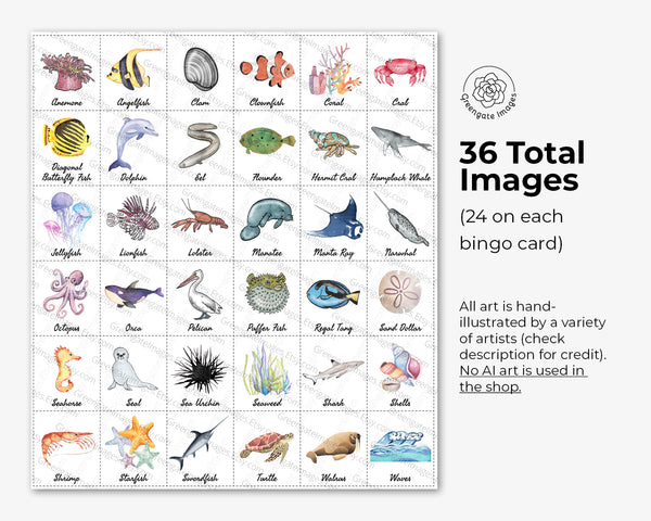 Ocean Bingo - Printable Digital Download by Greengate Images