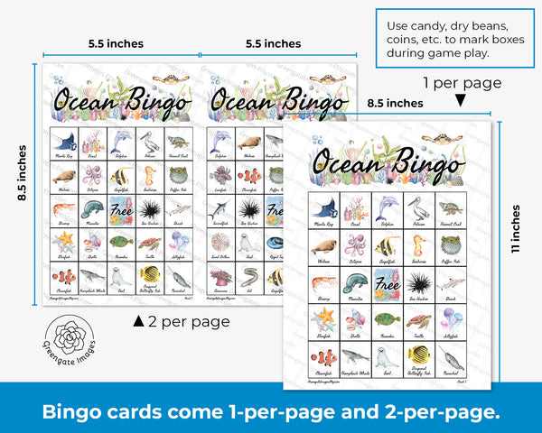 Ocean Bingo - Printable Digital Download by Greengate Images