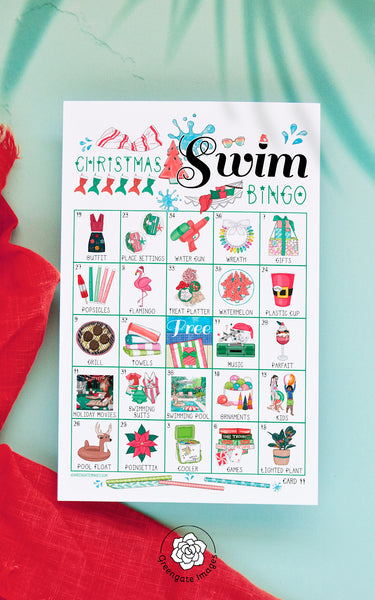 Christmas Swim Warm Weather Bingo Game