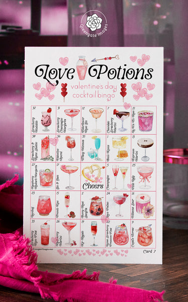 Valentine's Day Cocktail Bingo - Printable Digital Download by Greengate Images