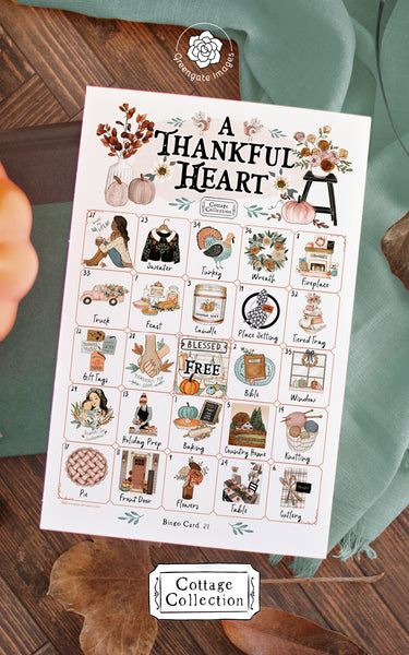 A Thankful Heart Thanksgiving Bingo - Printable Digital Download by Greengate Images