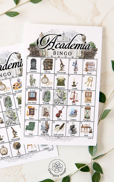 Academia Bingo Game - Printable Digital Download by Greengate Images