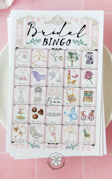 Bridal Bingo - Parisian-Inspired Pink/White - Printable Digital Download by Greengate Images