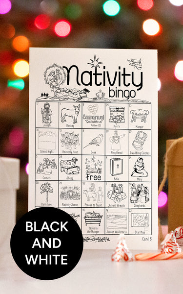 Nativity Bingo (Black & White) - Printable Digital Download by Greengate Images