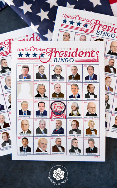 US Presidents Bingo - Printable Digital Download by Greengate Images