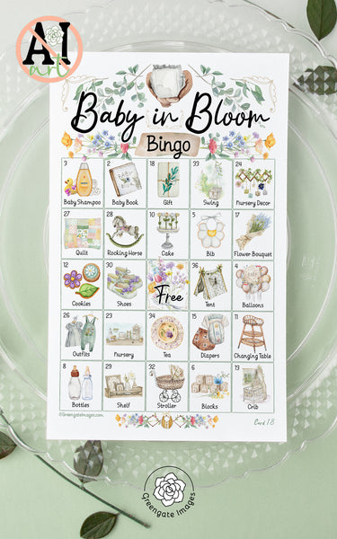 Baby in Bloom Bingo - Printable Digital Download by Greengate Images