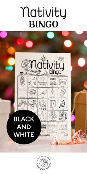 Nativity Bingo (Black & White) - Printable Digital Download by Greengate Images