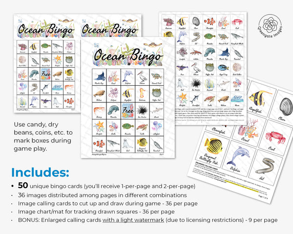 Ocean Bingo - Printable Digital Download by Greengate Images