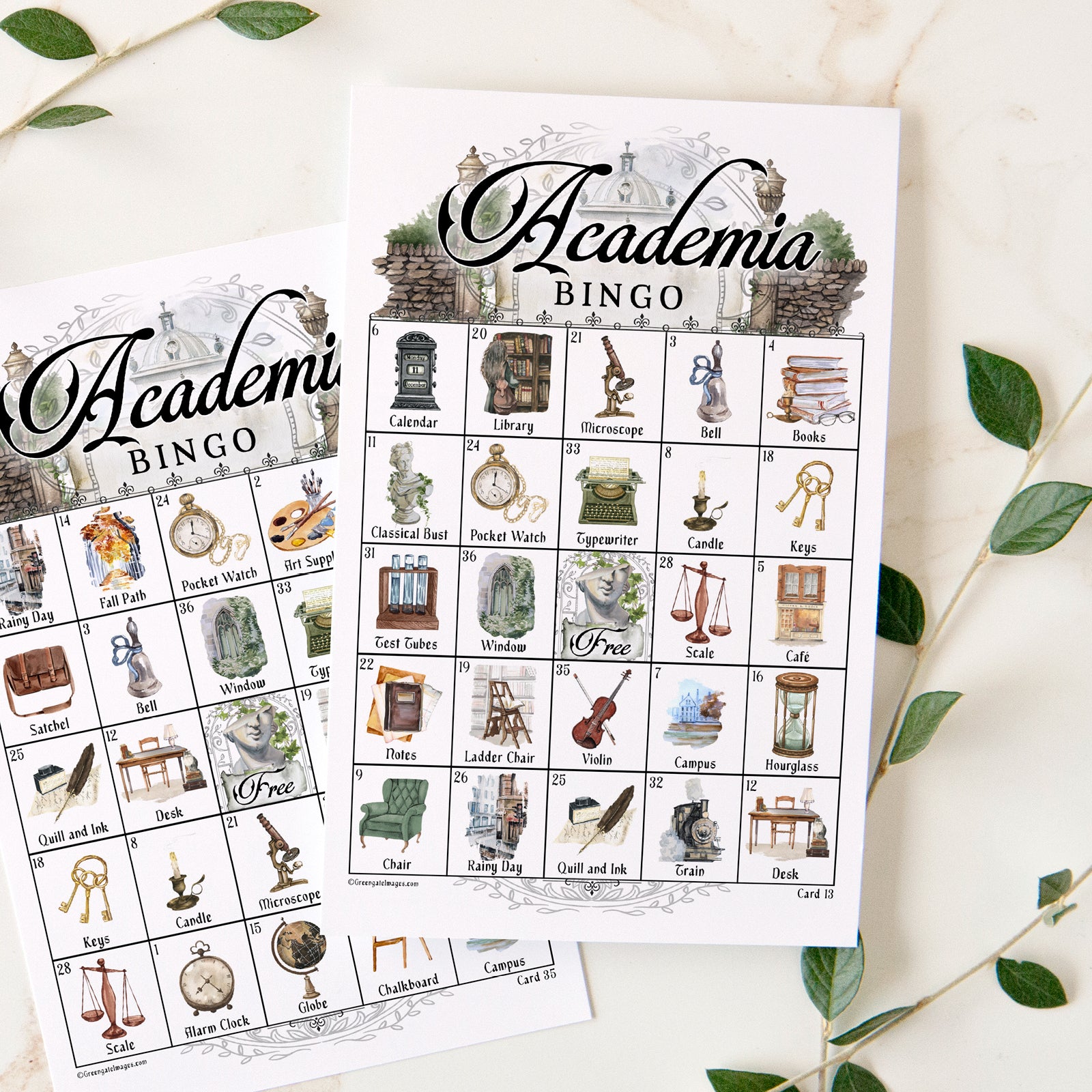 Academia Bingo Game - Printable Digital Download by Greengate Images
