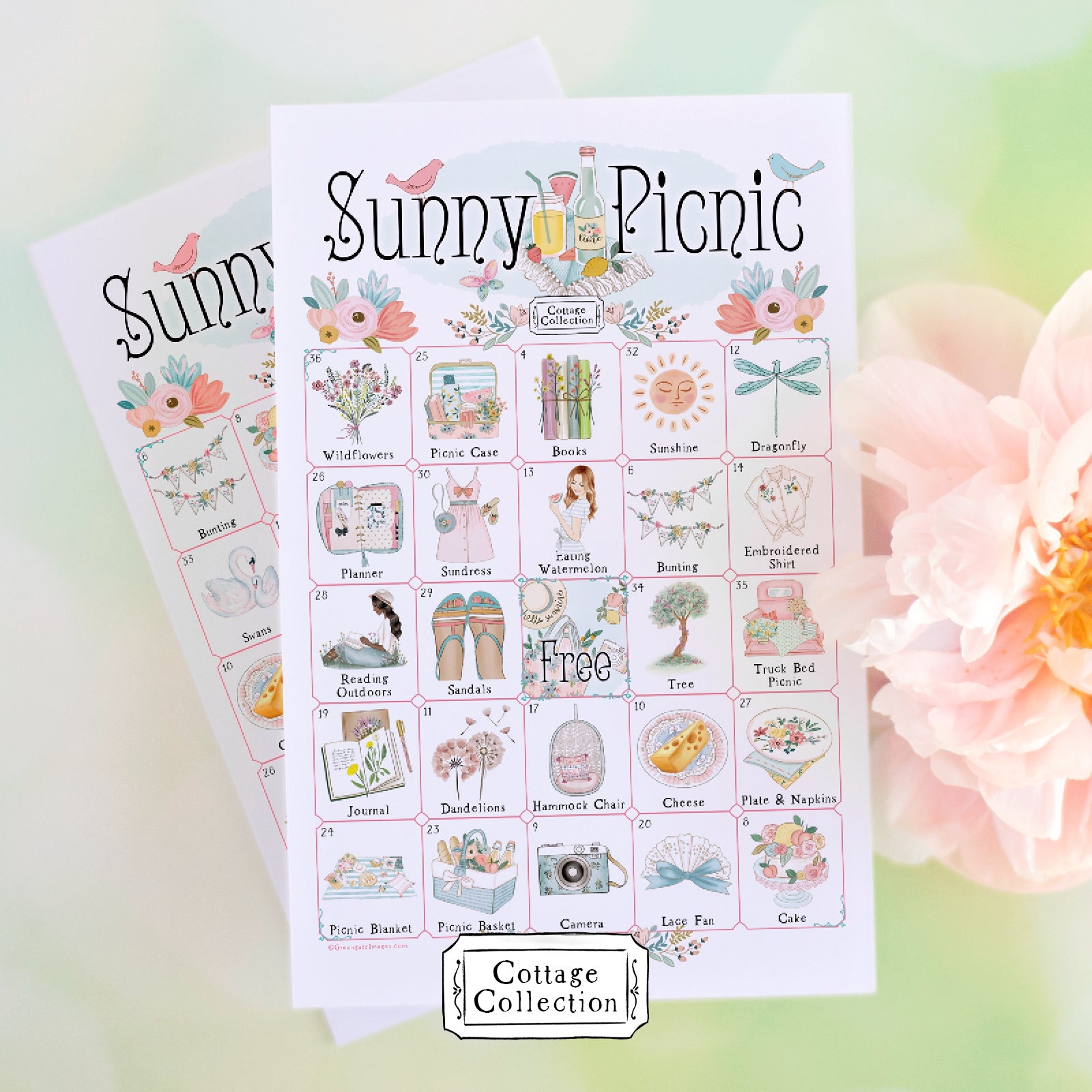 Sunny Picnic Bingo - Printable Digital Download by Greengate Images