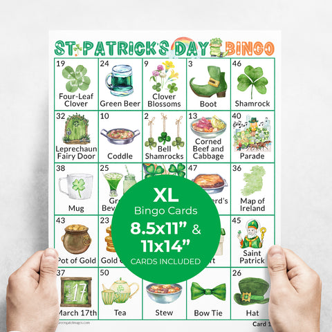 LARGE PRINT St. Patrick's Day Bingo - Printable Digital Download by Greengate Images
