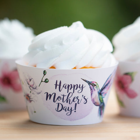 Mother's Day Cupcake Wrapper Duo - Hummingbirds