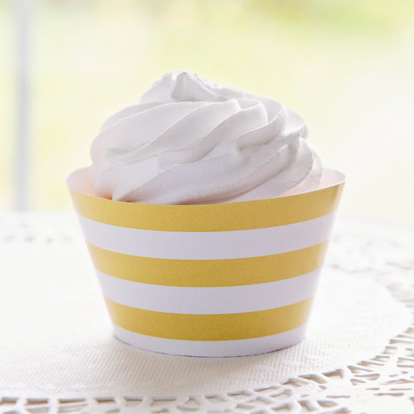 Butter Yellow Striped Printable Cupcake Wrapper - Printable Digital Download by Greengate Images