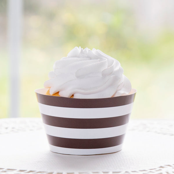 Brown Striped Printable Cupcake Wrapper - Printable Digital Download by Greengate Images