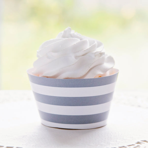 Gray Striped Cupcake Wrapper - Printable Digital Download by Greengate Images
