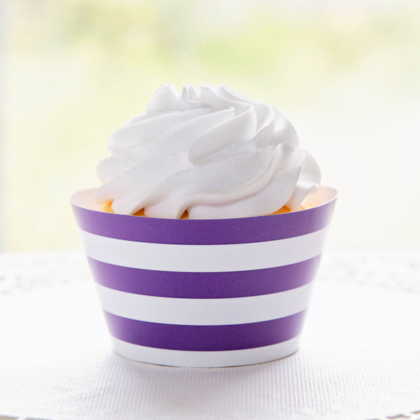 Purple Striped Printable Cupcake Wrapper - Printable Digital Download by Greengate Images