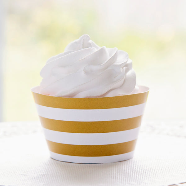 Gold Striped Printable Cupcake Wrapper - Printable Digital Download by Greengate Images