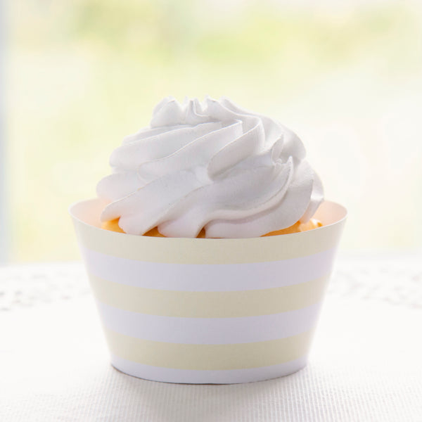 Light Pale Yellow Striped Printable Cupcake Wrapper - Printable Digital Download by Greengate Images
