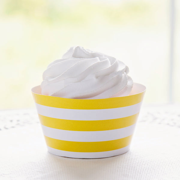Yellow Striped Printable Cupcake Wrapper - Printable Digital Download by Greengate Images