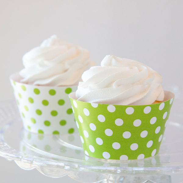 Lime Green Polka Dot Cupcake Wrappers - Printable Digital Download by Greengate Images