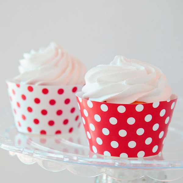 Red Polka Dot Cupcake Wrappers - Printable Digital Download by Greengate Images