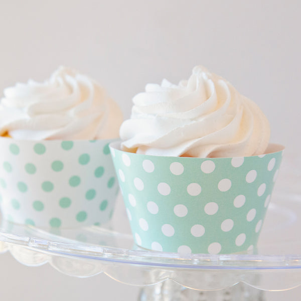 Mint Green Polka Dot Cupcake Wrappers - Printable Digital Download by Greengate Images