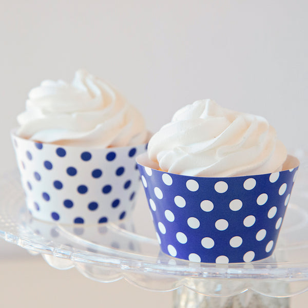Blue Polka Dot Cupcake Wrappers - Printable Digital Download by Greengate Images