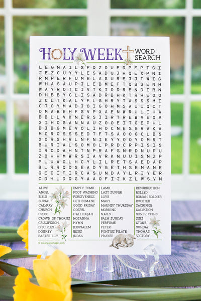 Holy Week Easter Word Search - Printable Digital Download by Greengate Images