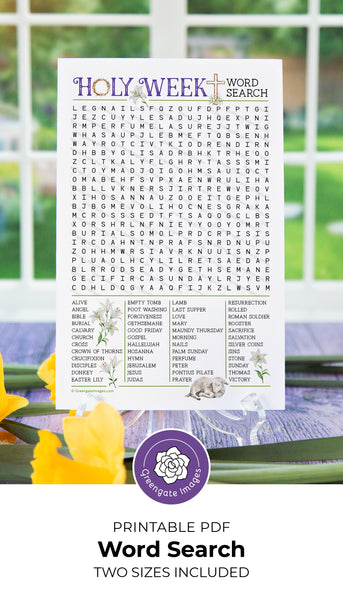 Holy Week Easter Word Search - Printable Digital Download by Greengate Images