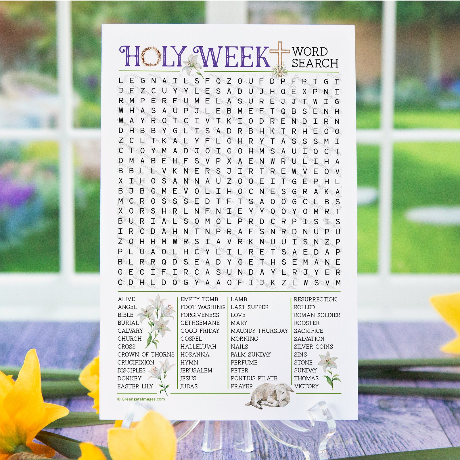 Holy Week Easter Word Search - Printable Digital Download by Greengate Images