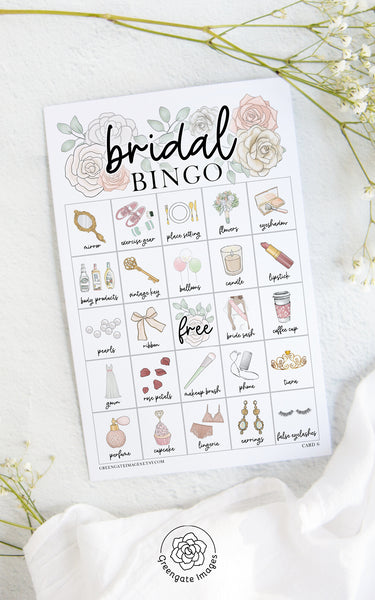 Bridal Bingo - 50 or 100 cards - Printable Digital Download by Greengate Images