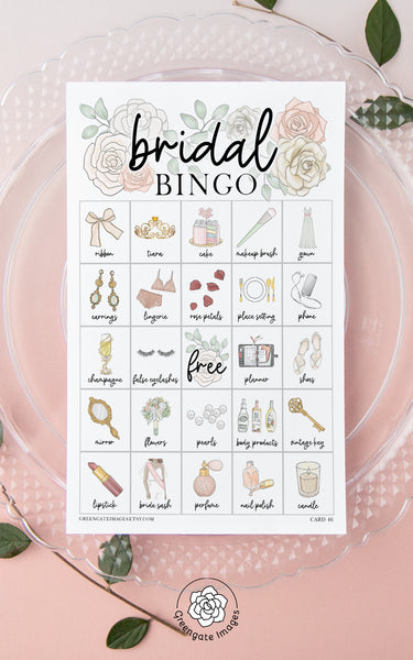 Bridal Bingo - 50 or 100 cards - Printable Digital Download by Greengate Images