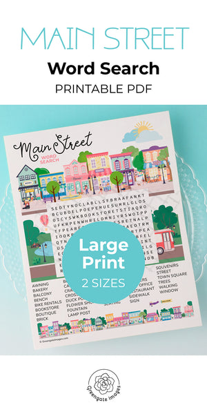 Main Street Word Search - Printable Digital Download by Greengate Images