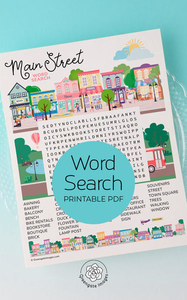 Main Street Word Search - Printable Digital Download by Greengate Images