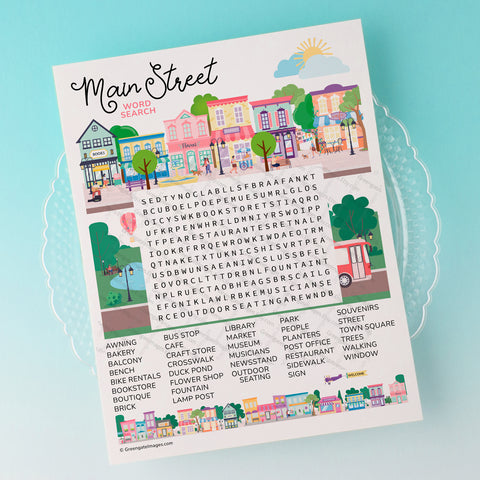 Main Street Word Search - Printable Digital Download by Greengate Images