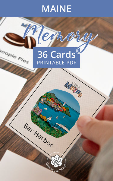 Maine Memory Game - Printable Digital Download by Greengate Images