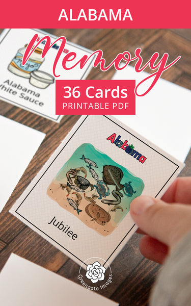 Alabama Memory Game - Printable Digital Download by Greengate Images