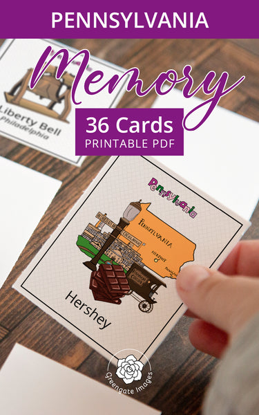 Pennsylvania Memory Game - Printable Digital Download by Greengate Images