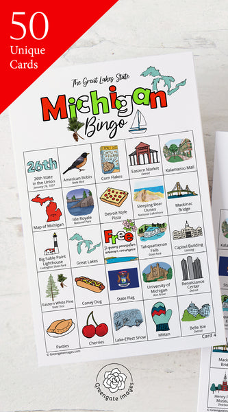 Michigan Bingo Cards - Printable Digital Download by Greengate Images