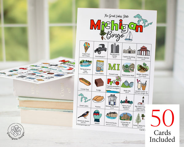 Michigan Bingo Cards - Printable Digital Download by Greengate Images