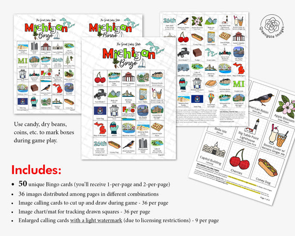 Michigan Bingo Cards - Printable Digital Download by Greengate Images