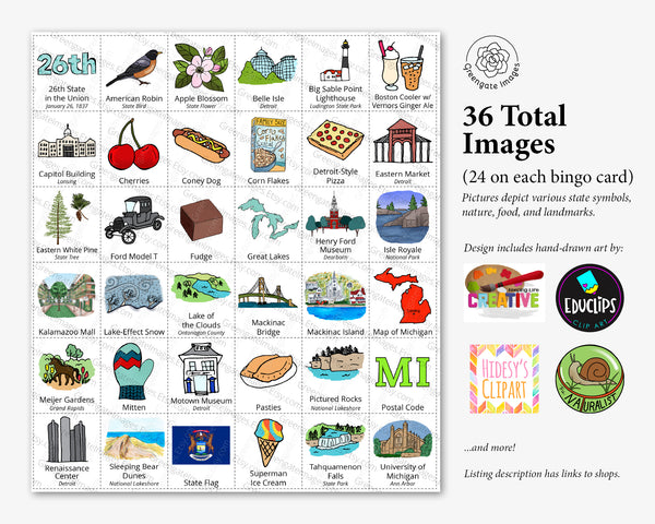 Michigan Bingo Cards - Printable Digital Download by Greengate Images