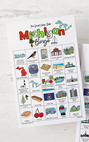 Michigan Bingo Cards - Printable Digital Download by Greengate Images