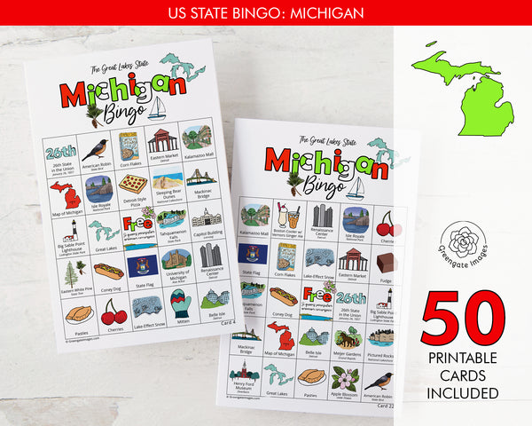 Michigan Bingo Cards - Printable Digital Download by Greengate Images