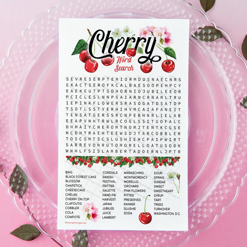 Cherry Word Search - Printable Digital Download by Greengate Images